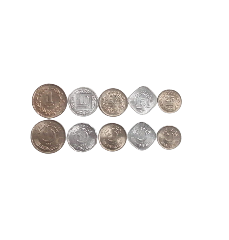 Pakistan Set of 5 coins 5, 10, 25, 50 Paise 1 Rupee 1981-1996