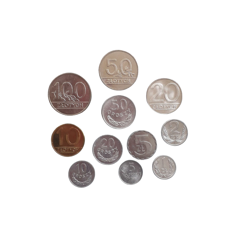 Set of Poland 11 coins 5, 10, 20, 50 Groszy 1, 2, 5, 10, 20, 50, 100 Zlotych 1949-1990