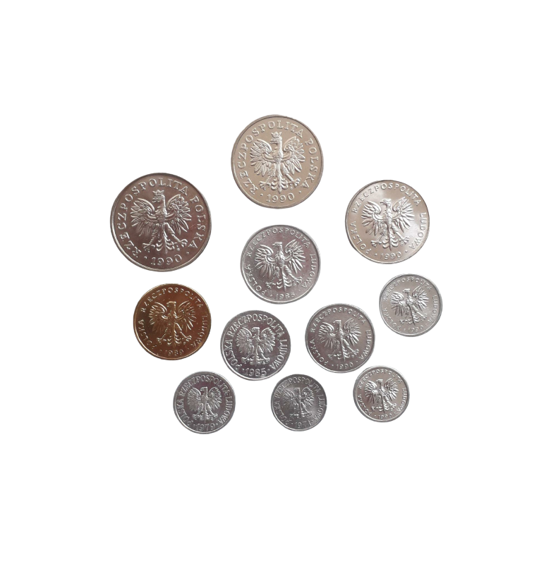 Set of Poland 11 coins 5, 10, 20, 50 Groszy 1, 2, 5, 10, 20, 50, 100 Zlotych 1949-1990