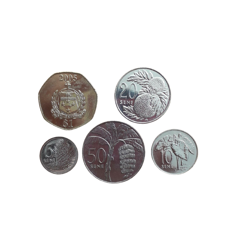 Set of Samoa 5 coins 5,10,20,50 Sene 1 Tala 2002-2006