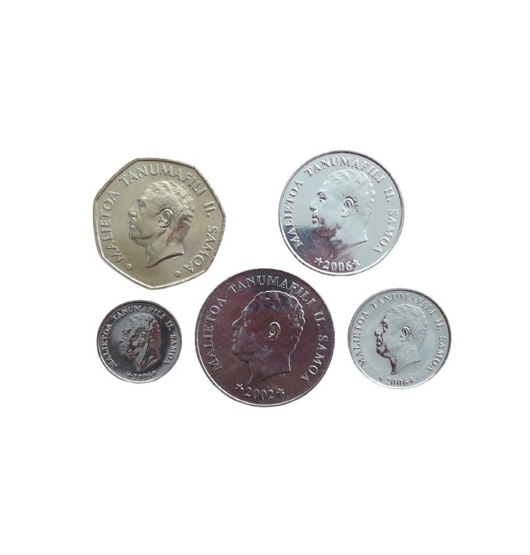 Set of Samoa 5 coins 5,10,20,50 Sene 1 Tala 2002-2006