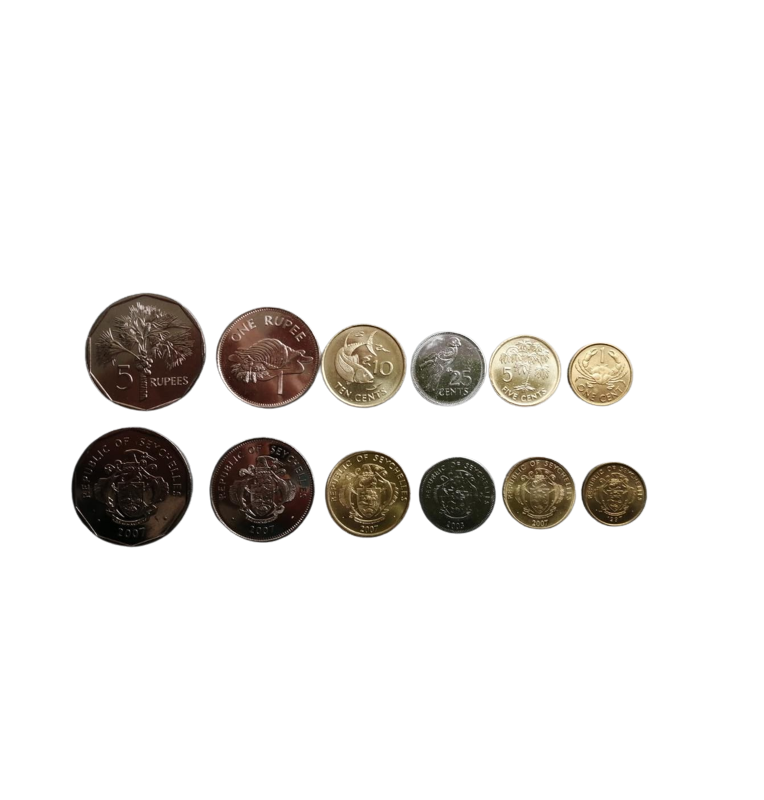 Seychelles set of 6 coins: 1.5, 10, 25 cents, 1.5 rupees, 1990-2012