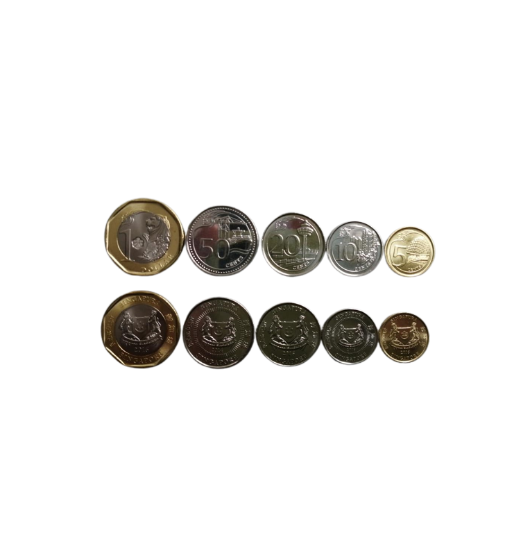 Singapore set of 5 coins: 5, 10, 20, and 50 cents, and 1 dollar, 2013–2016