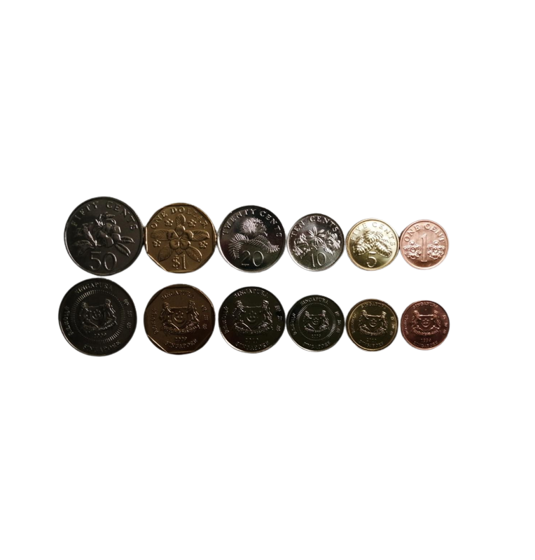 Singapore set of 6 coins: 1, 5, 10, 20, 50 cents, 1 dollar, 1993-2013