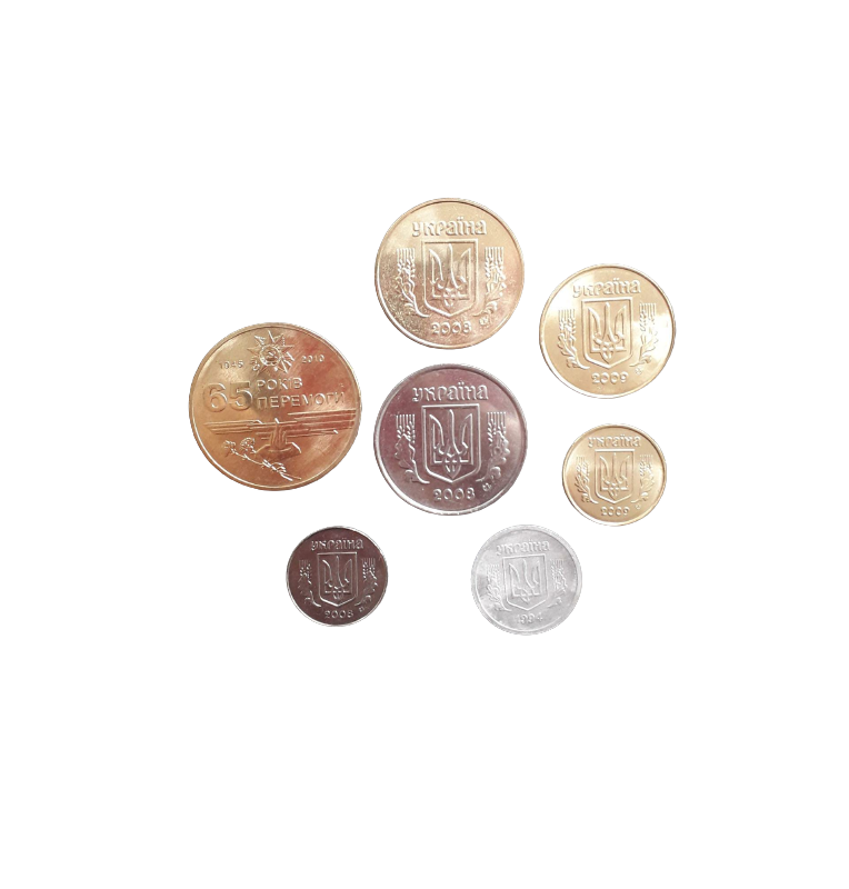 Ukraine set of 7 coins 1, 2, 5, 10, 25, 50 Kopecks 1 Hryvnia 1992-2010