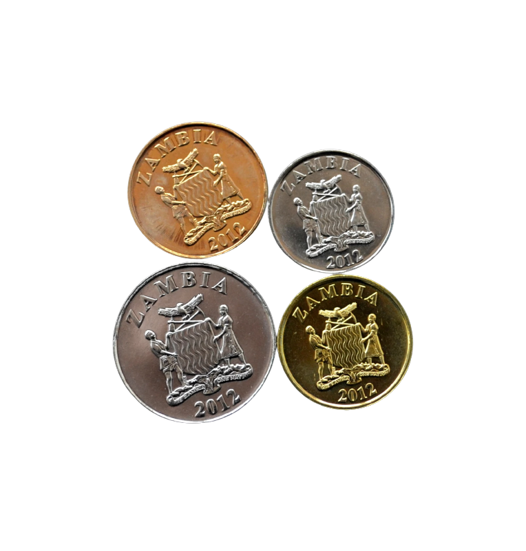 Zambia Set 5,10,50 Ngwee 1 Kwacha 2012