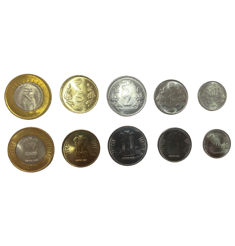 Indian Coin Set 1, 2, 5, 10 Rupees 2011-2017 (5 coins)