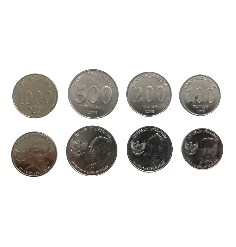 Indonesian coin set 100, 200, 500, 1000 Rupiah 2016 UNC