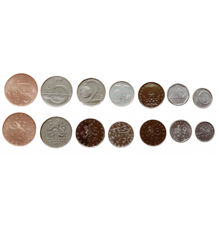 Czech Republic coin set 10, 20, 50 Haleru 1, 2, 5, 10 Korun 1994-2016