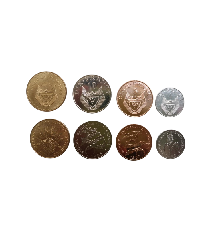 Rwanda Set of 4 Coins 1, 5, 10, 20 Francs 1977-1987