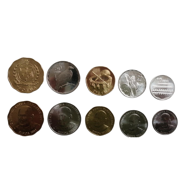 Samoa set of 5 coins 10,20,50 Sene 1.2 Tala 2011