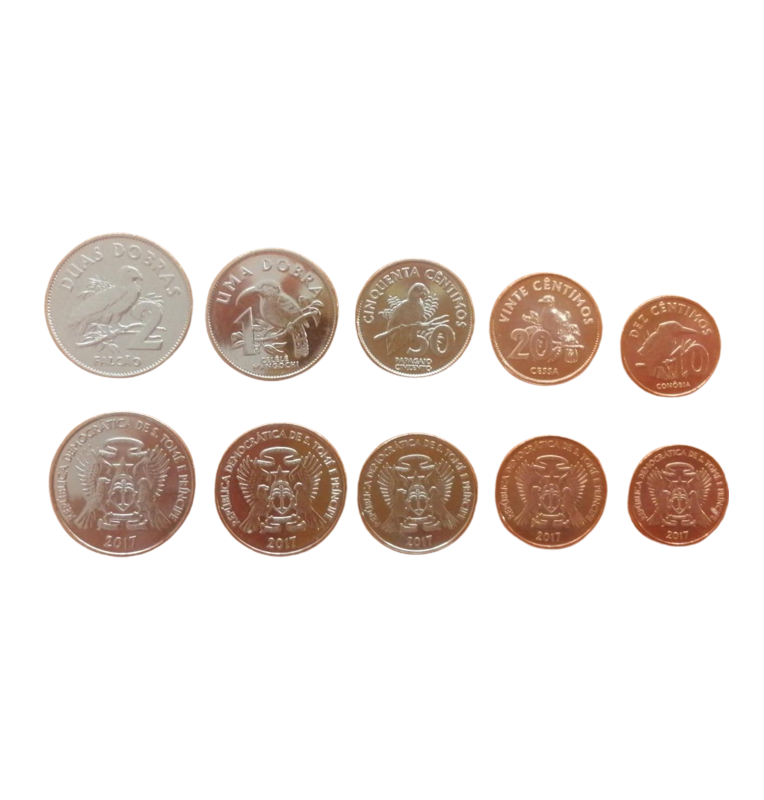 Saint Thomas and Prince Set of 5 Coins 10, 20, 50 Cents 1, 2 Dobras 2017