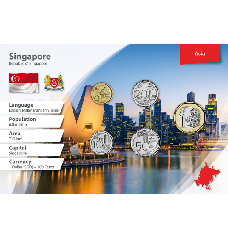 Singapore 5, 10, 20, 50 Cents, 1 Dollar 2013-2016 KM 345, 346, 347, 348, 314