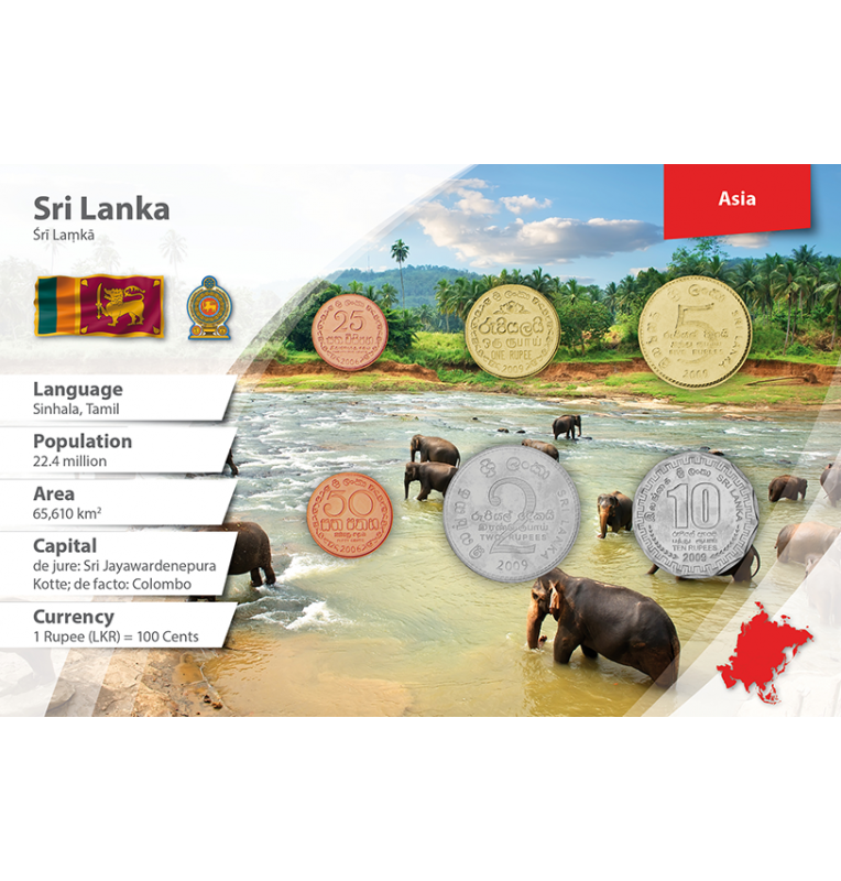 Sri Lanka 25, 50 Cents, 1, 2, 5, 10 Rupees 2005-2013 KM 141.2b, 135.2b, 136.3, 147a, 148.2a, 181