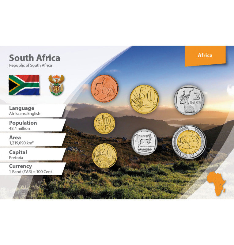 South Africa 5, 10, 20, 50 Cent, 1, 2, 5 Rand 2000-2016 KM diff.