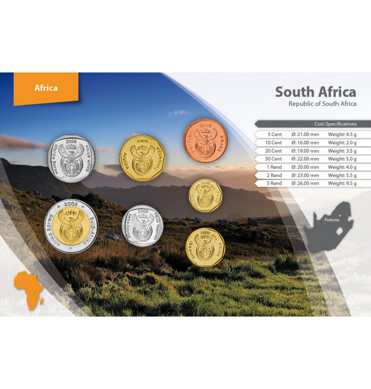 South Africa 5, 10, 20, 50 Cent, 1, 2, 5 Rand 2000-2016 KM diff.