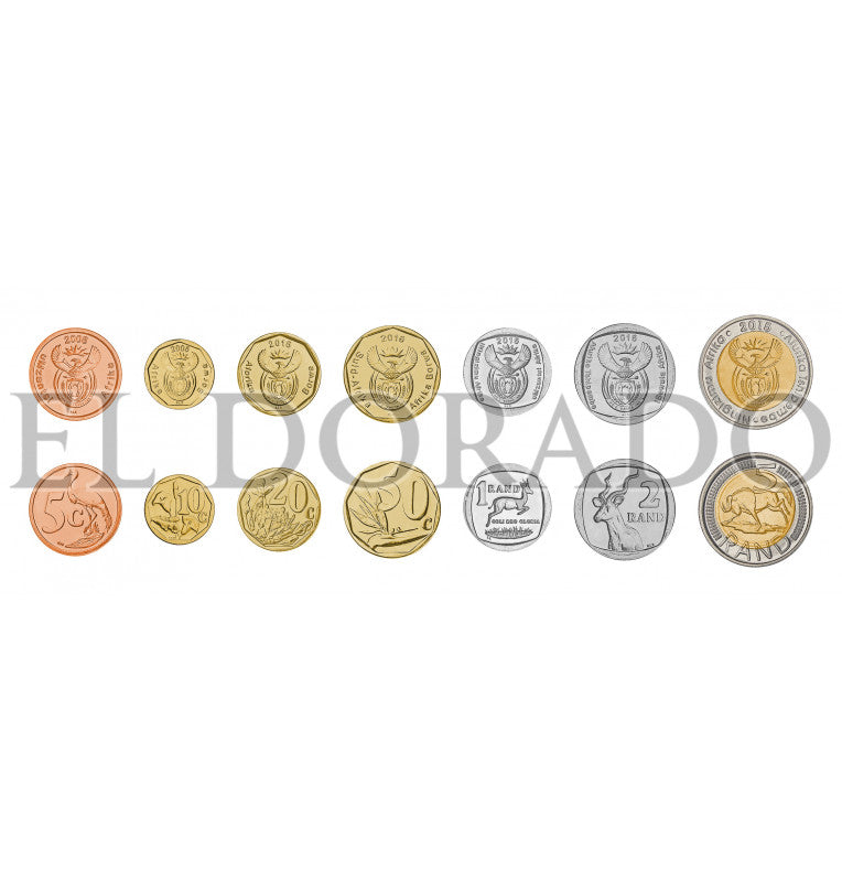 South Africa 5, 10, 20, 50 Cent, 1, 2, 5 Rand 2000-2016 KM diff.