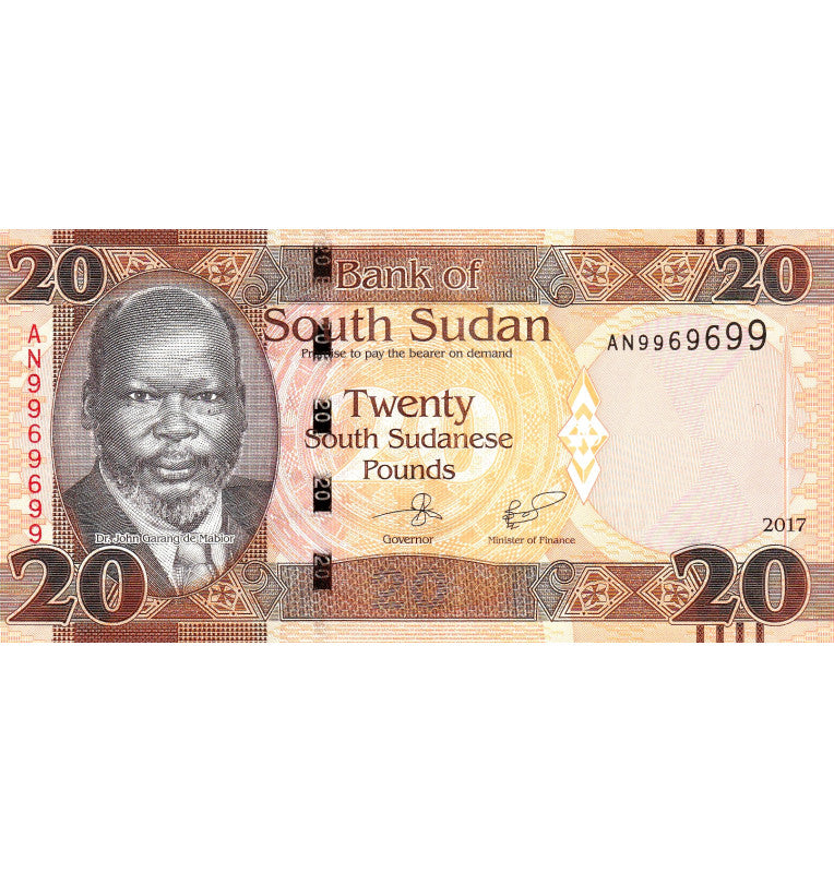 South Sudan 20 Pounds 2017 Pick 13c (Nice Numbers)