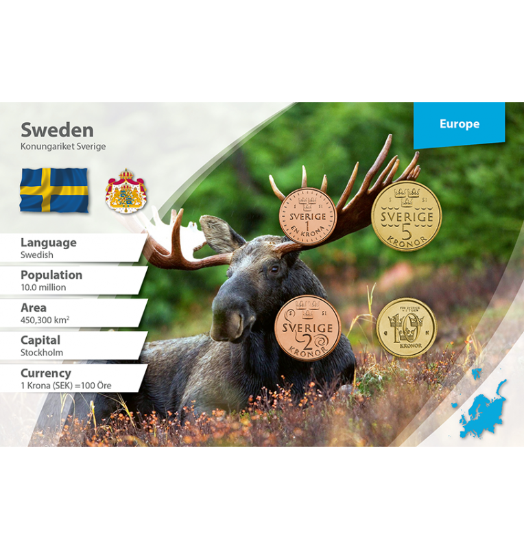 Sweden 1, 2, 5, 10 Kroner 2001-2016 KM New, New, New, 895