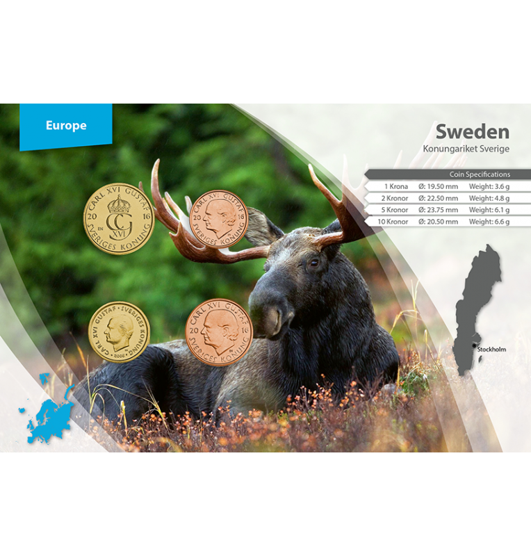 Sweden 1, 2, 5, 10 Kroner 2001-2016 KM New, New, New, 895