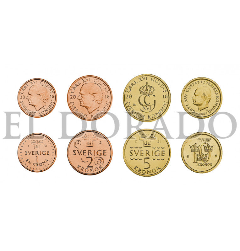 Sweden 1, 2, 5, 10 Kroner 2001-2016 KM New, New, New, 895