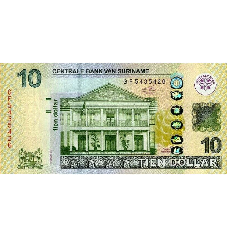 Suriname 10 Dollars 2019 Pick 163c