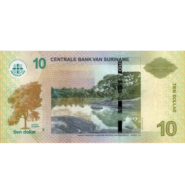 Suriname 10 Dollars 2019 Pick 163c