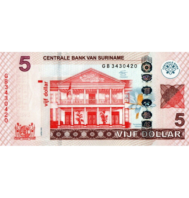 Suriname 5 Dollars 2012 Pick 162b