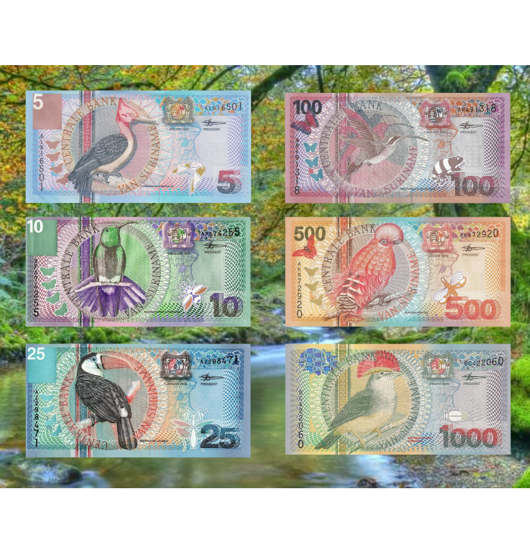Suriname 5,10,25,100,500,1000 2000 Pick 146,147,148,149,150,151
