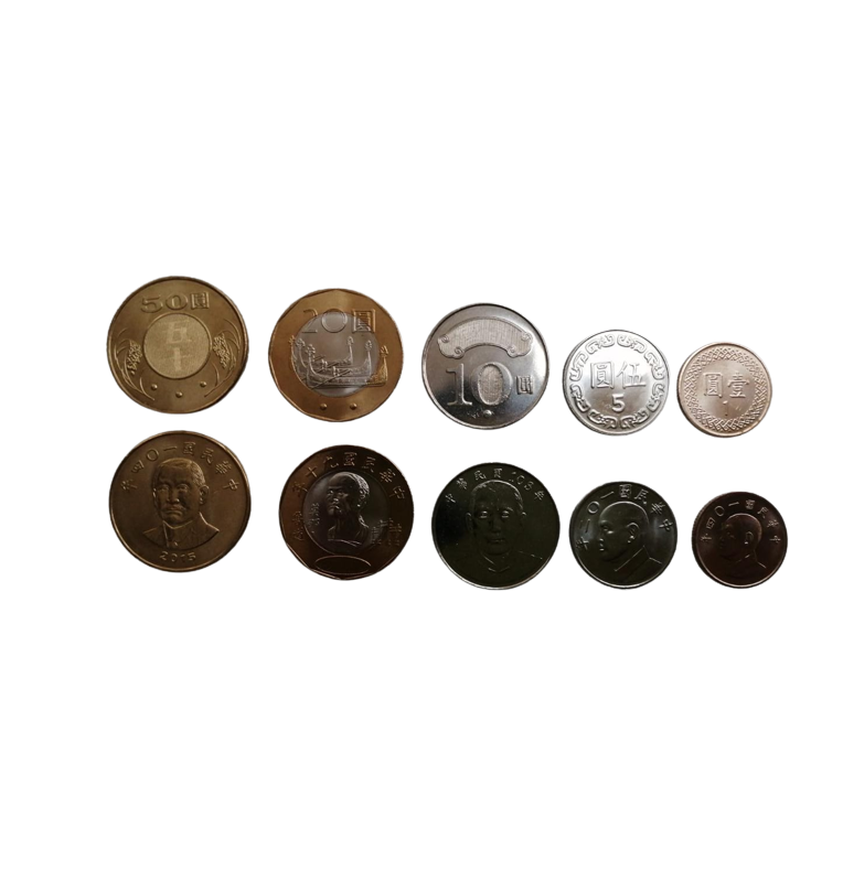 Taiwan set of 5 1, 5, 10, 20, 50 yuan 1981-2015