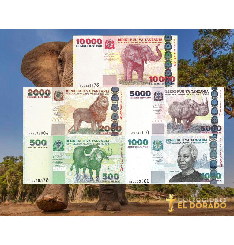 Tanzania 500,1000,2000,5000 and 10000 Shillings 2003 ND Pick 36,36,37,38,39