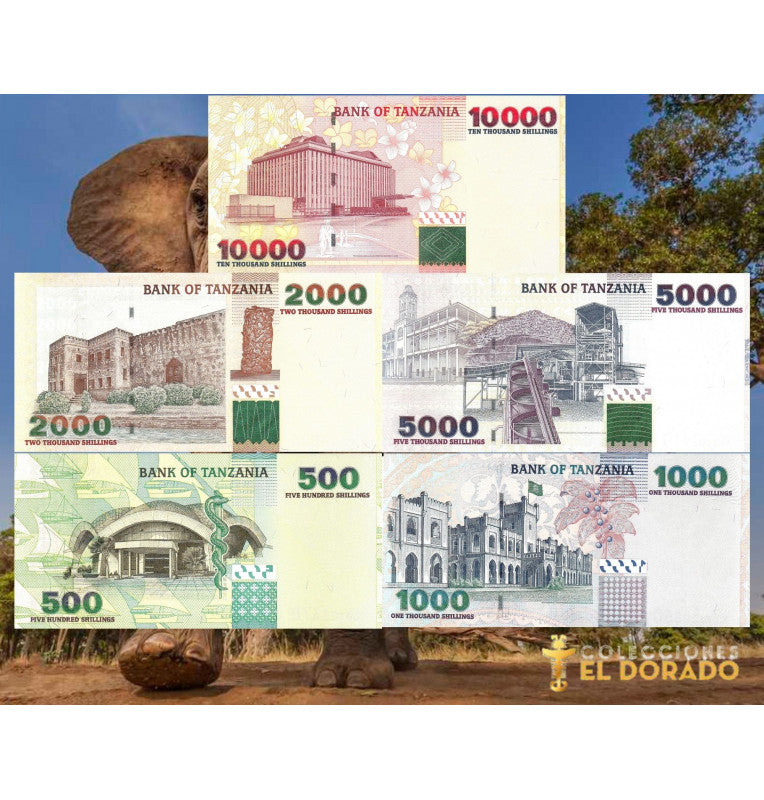 Tanzania 500,1000,2000,5000 and 10000 Shillings 2003 ND Pick 36,36,37,38,39