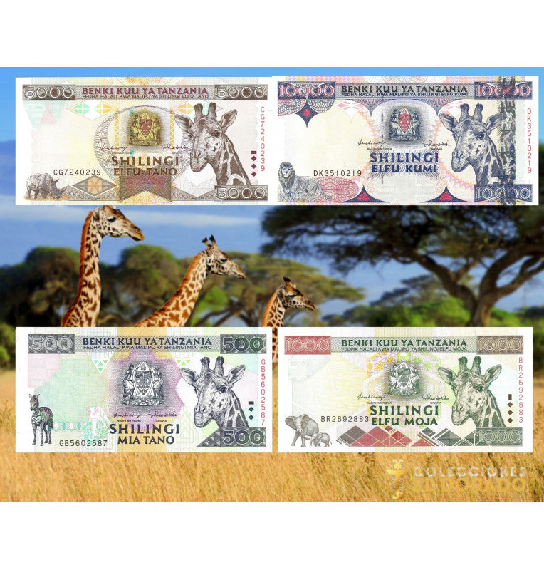 Tanzania 500,1000,5000,10000 Shillings 1997 ND Pick 30,31,32,33