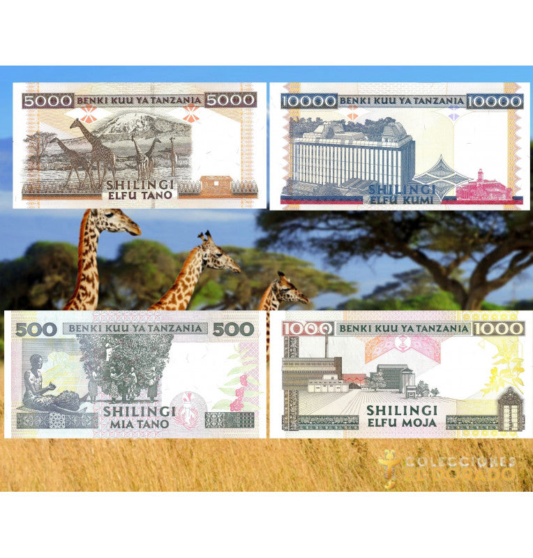 Tanzania 500,1000,5000,10000 Shillings 1997 ND Pick 30,31,32,33
