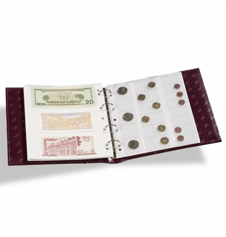 Álbum de anillas Numis, classic de cuero, con cajetín de cuero, marrón