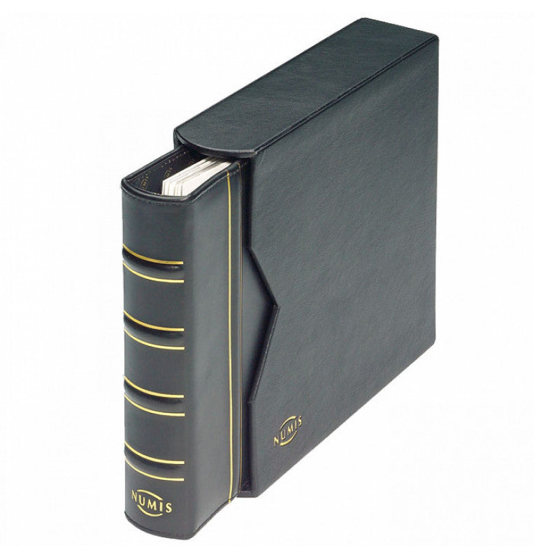 Numis classic leather ring binder with leather insert, black