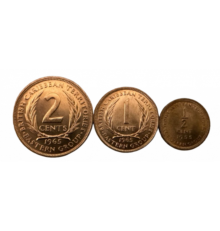 British Caribbean Territories 1/2, 1, 2 Cents 1995-1965
