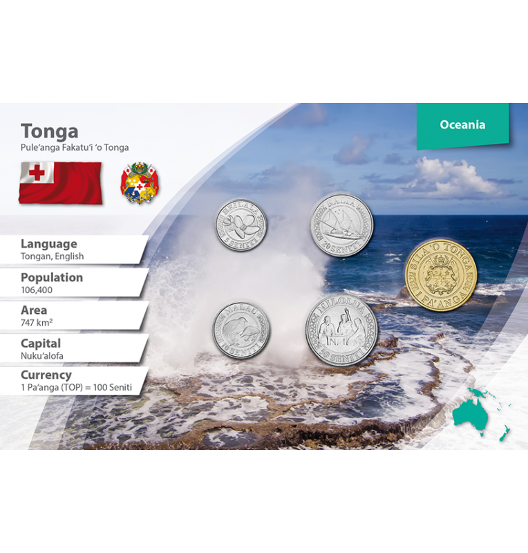 Tonga 5, 10, 20, 50 Seniti, 1 Pa'anga 2015 KM 226, 227, 228, 229, 230