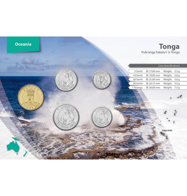 Tonga 5, 10, 20, 50 Seniti, 1 Pa'anga 2015 KM 226, 227, 228, 229, 230