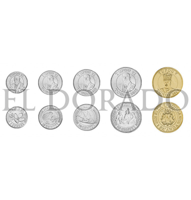 Tonga 5, 10, 20, 50 Seniti, 1 Pa'anga 2015 KM 226, 227, 228, 229, 230