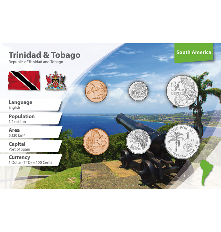 Trinidad and Tobago 1, 5, 10, 25, 50 Cents, 1 Dollar 1978-2016 KM 29, 30, 31, 32, 33, 61