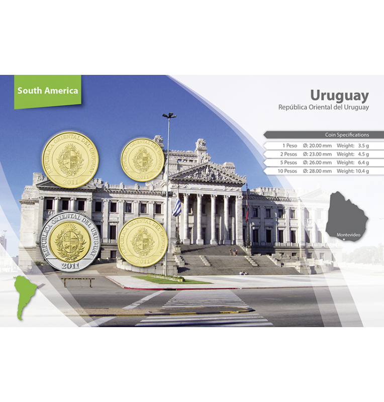 Uruguay 1, 2, 5, 10 Uruguayan Pesos 2011 KM 135, 136, 137, 134