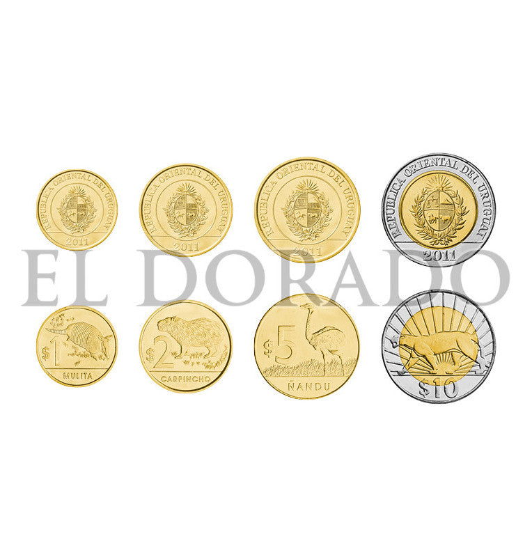 Uruguay 1, 2, 5, 10 Pesos Uruguayos 2011 KM 135, 136, 137, 134