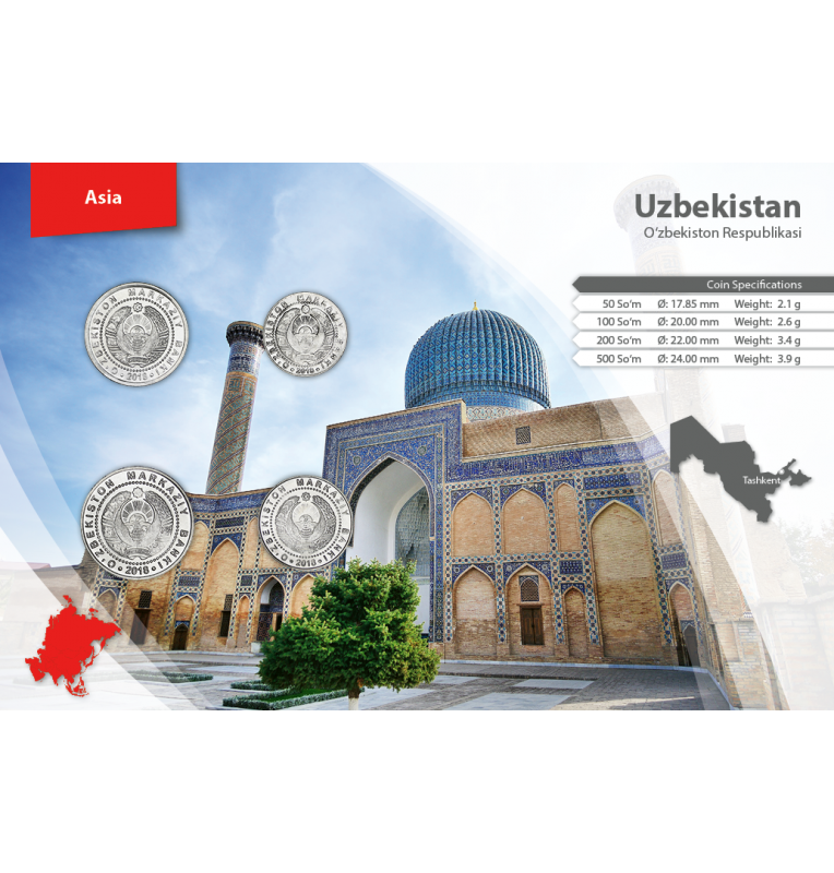 Uzbekistan 50, 100, 200, 500 So'm 2018 KM New