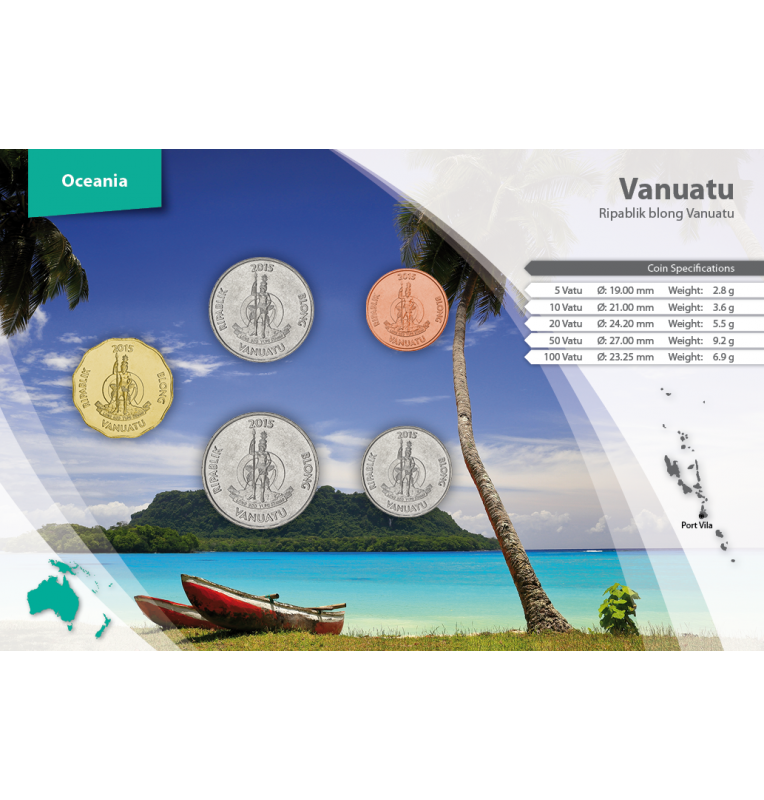 Vanuatu 5, 10, 20, 50, 100 Vatu 2015 KM New