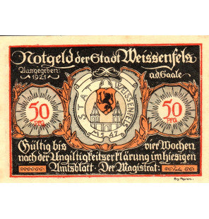 Weissenfels Set 6 Notgelds 1921