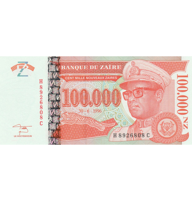 Zaire 100,000 Zaires 1996 Pick 76a