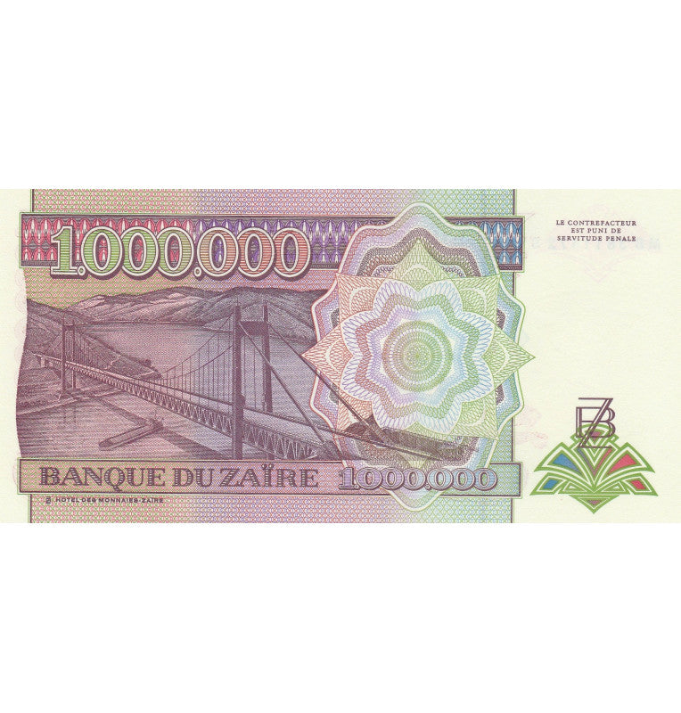 Zaire 1,000,000 Zaires 1993 Pick 45b