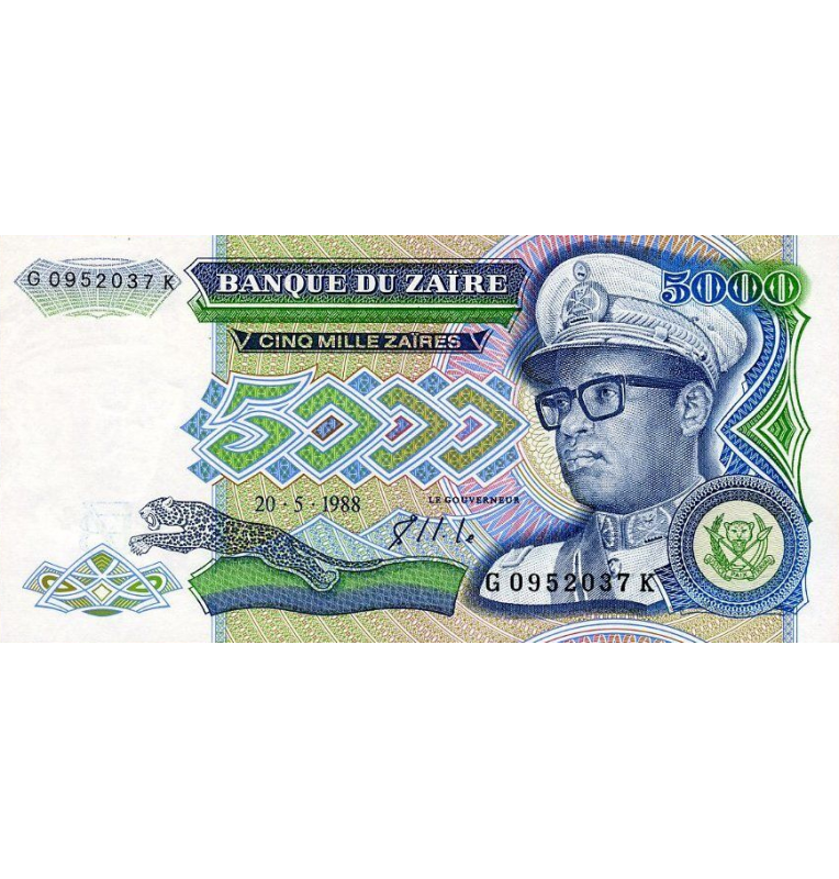 Zaire 5.000 Zaires 1988 Pick 37b