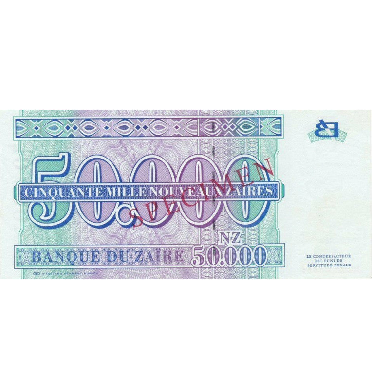 Zaire 50,000 Zaires 1996 Pick 745 NO UNC